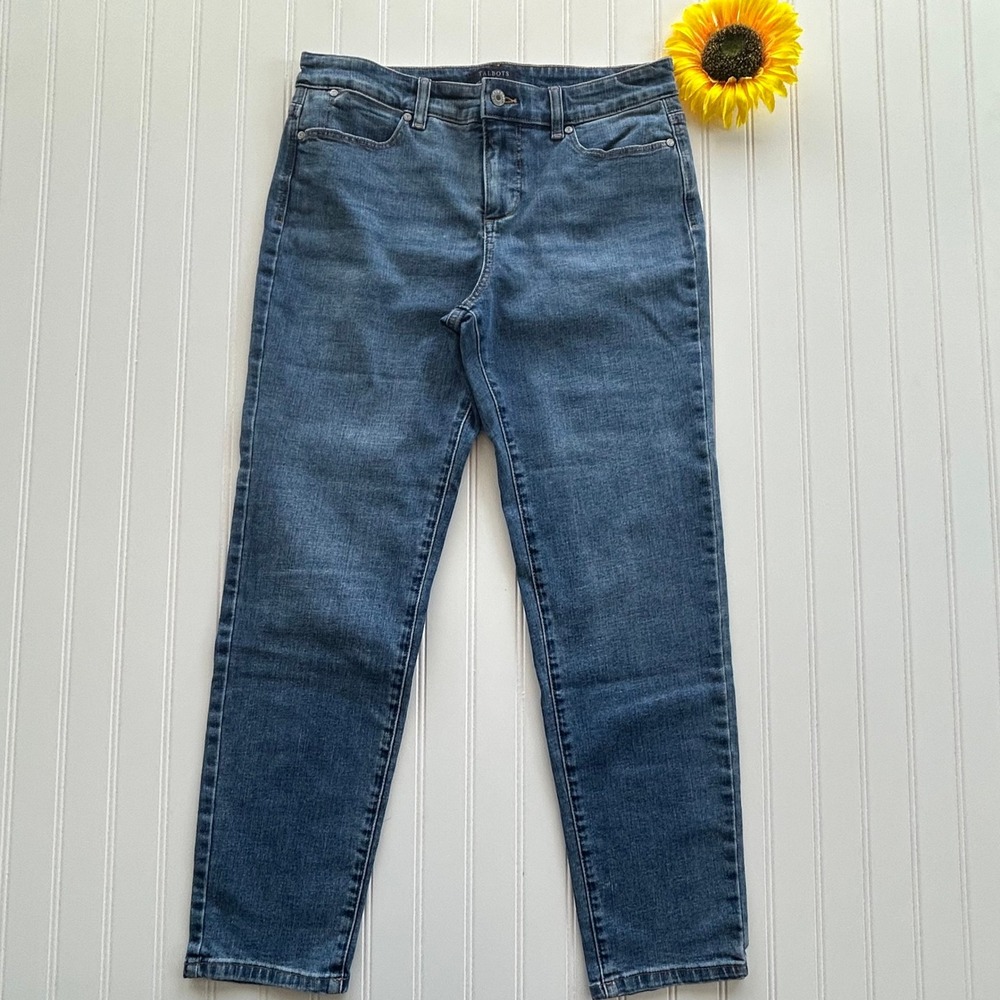 Talbots Ankle Jeans Size 8 Womens Blue Excellent Simply Flattering Straight Leg
